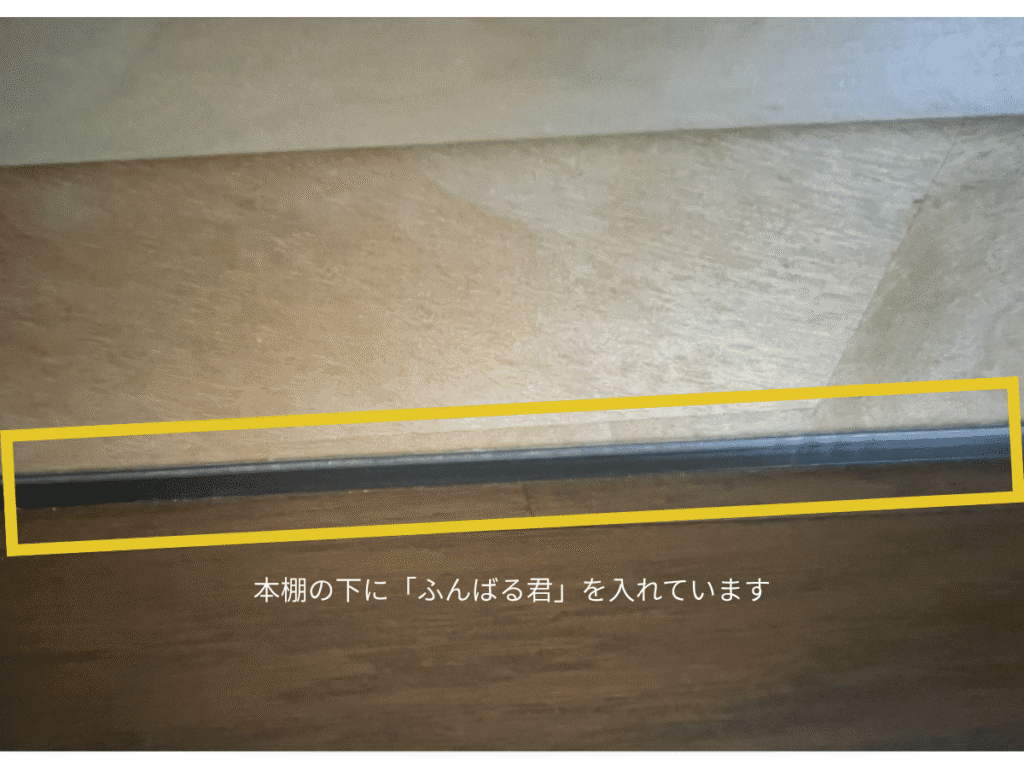 本棚の下に敷いたふんばる君